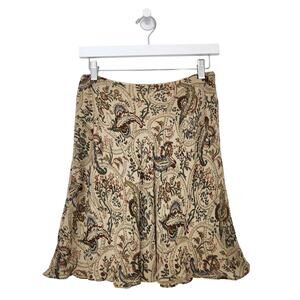 Vintage Banana Republic Beige Floral Tapestry Circle Skirt Mini 90s Boho M